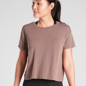 Athleta Mineral Wash Crop Tee Medium Mauve